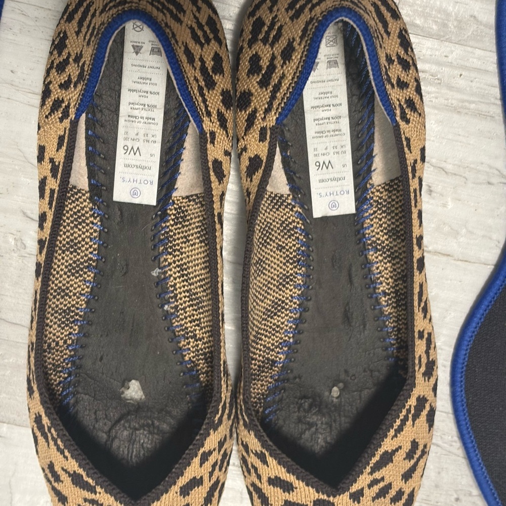 Rothy's The Point Ballet Flat Brown Leopard Print Knit Shoes Women’s Size 6 - Picture 13 of 14